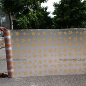 Giấy dán kính trang trí mã A48 là mẫu hoa màu cam ba cạnh cực hiếm gặp trong các mẫu giấy dán kính tại Việt nam