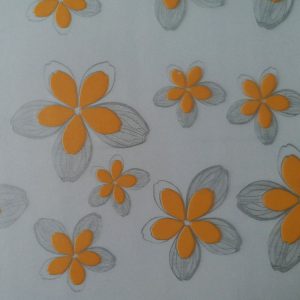 Giấy dán kính trang trí mã A48 là mẫu hoa màu cam ba cạnh cực hiếm gặp trong các mẫu giấy dán kính tại Việt nam