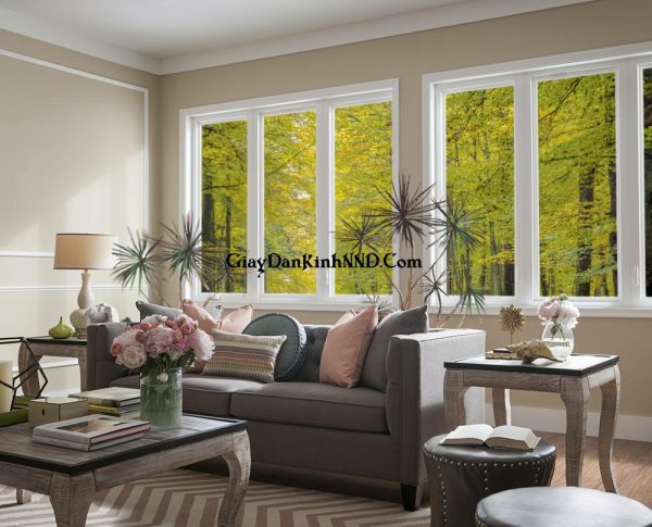Tranh dán kính phong cảnh trang trí cho cửa sổ phòng khách đẹp