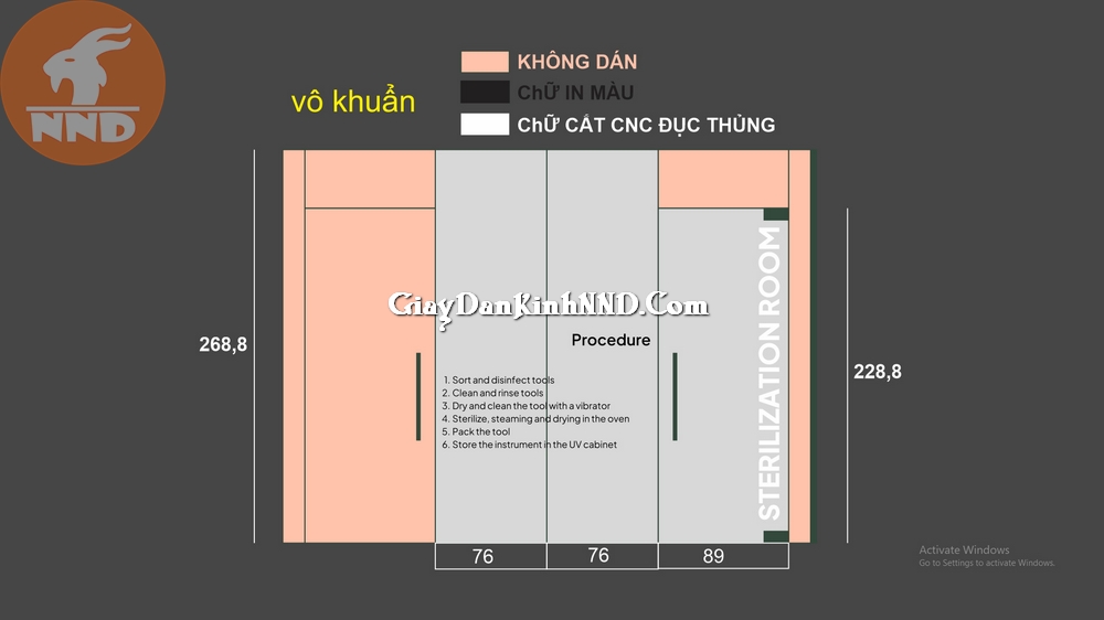 Thi công decal mờ phòng khám nha khoa