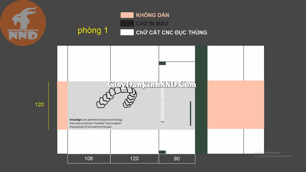 Thi công decal mờ phòng khám nha khoa