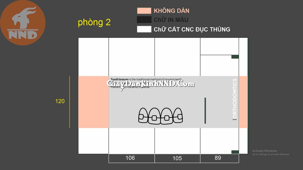 Thi công decal mờ phòng khám nha khoa