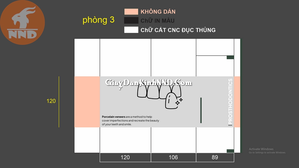 Thi công decal mờ phòng khám nha khoa