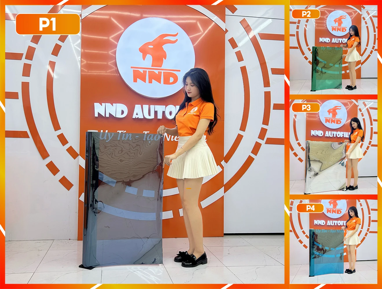 Hình ảnh lên kính của 4 mã phim 1 chiều. Thuộc phân khúc giá rẻ.