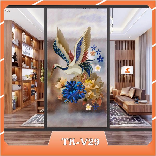 Ảnh demo 3D của mã tranh dán kính TK-V29-1