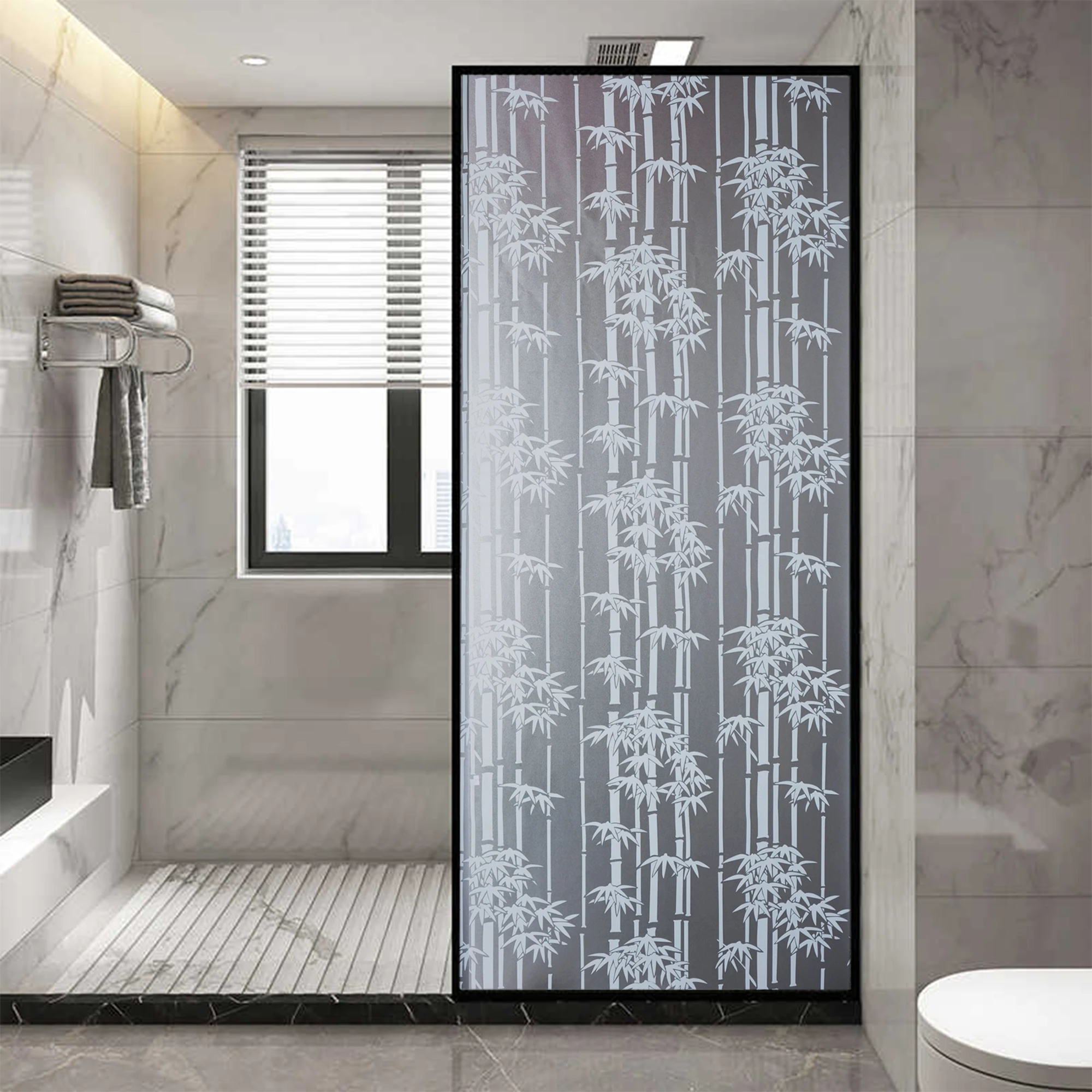 Giấy decal dán kính hình cây trúc trắng mã A0