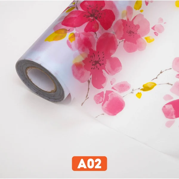 Giấy dán kính bông đào đỏ mã A02