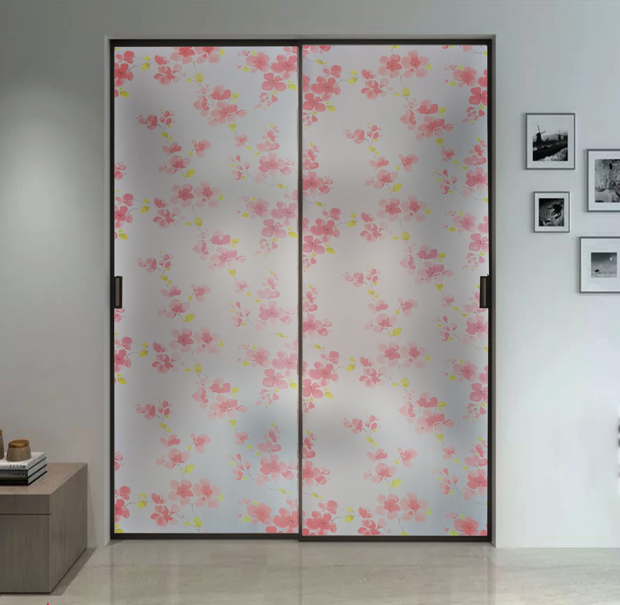 Giấy dán kính bông đào đỏ mã A02