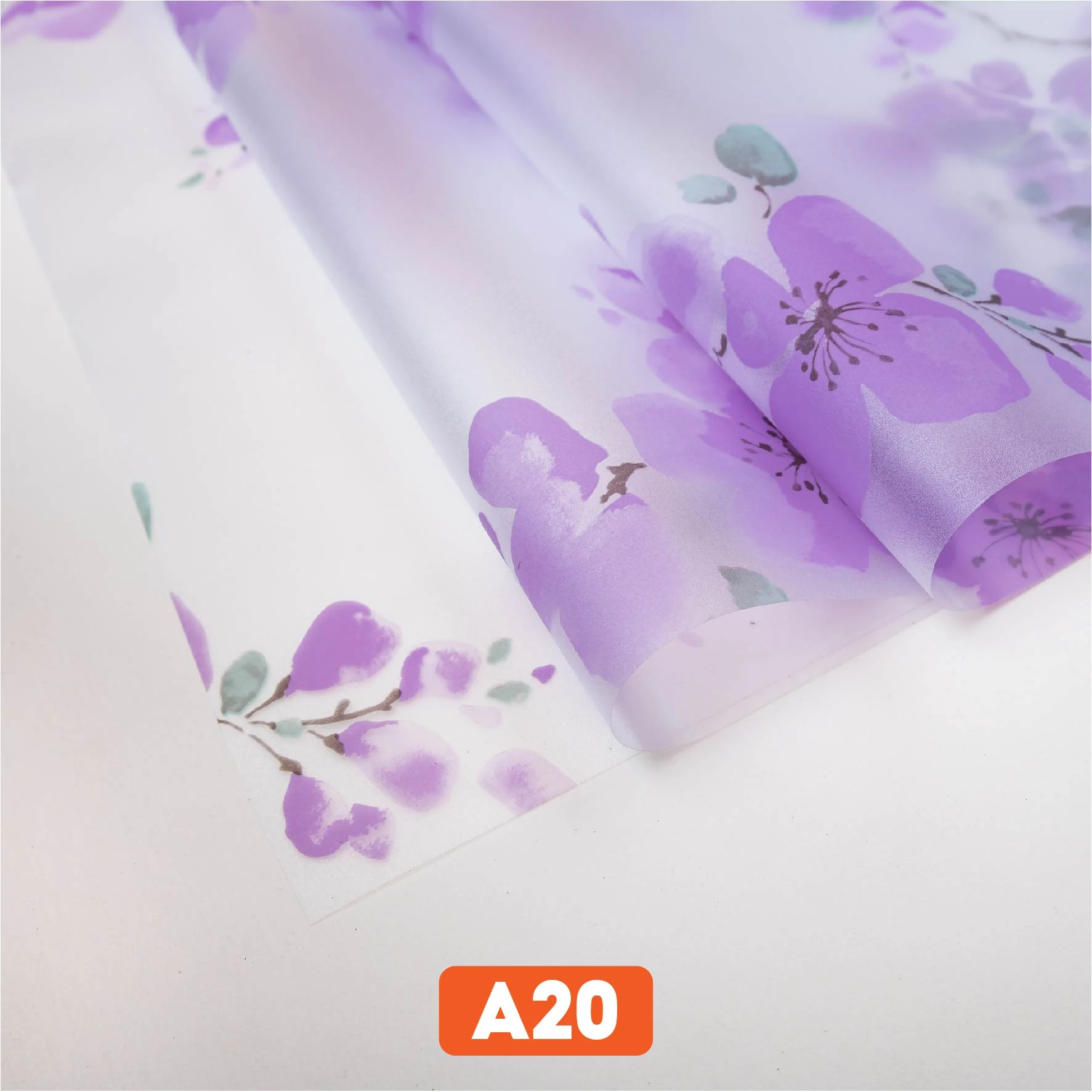 Giấy dán kính trang trí hoa đào tím mã A20