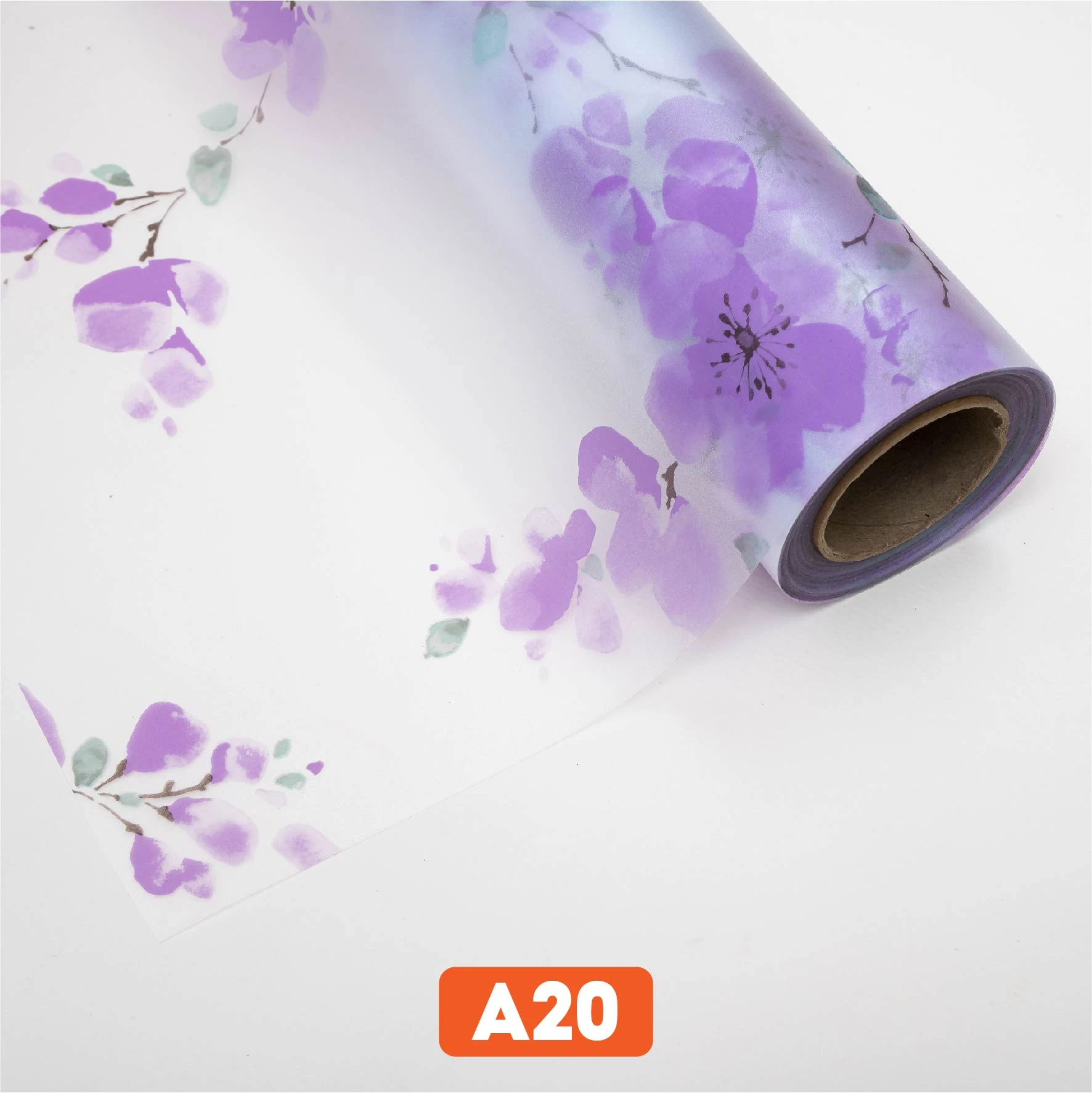 Giấy dán kính trang trí hoa đào tím mã A20