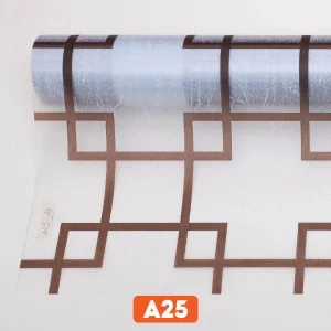 Giấy dán kính trang trí ô vuông lồng ghép màu nâu mã A25