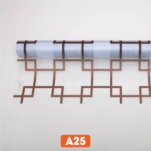 Giấy dán kính trang trí ô vuông lồng ghép màu nâu mã A25