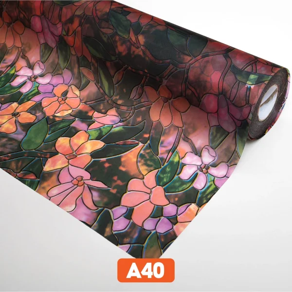 Giấy dán kính trang trí hoa mai đào 3D mã A40-1