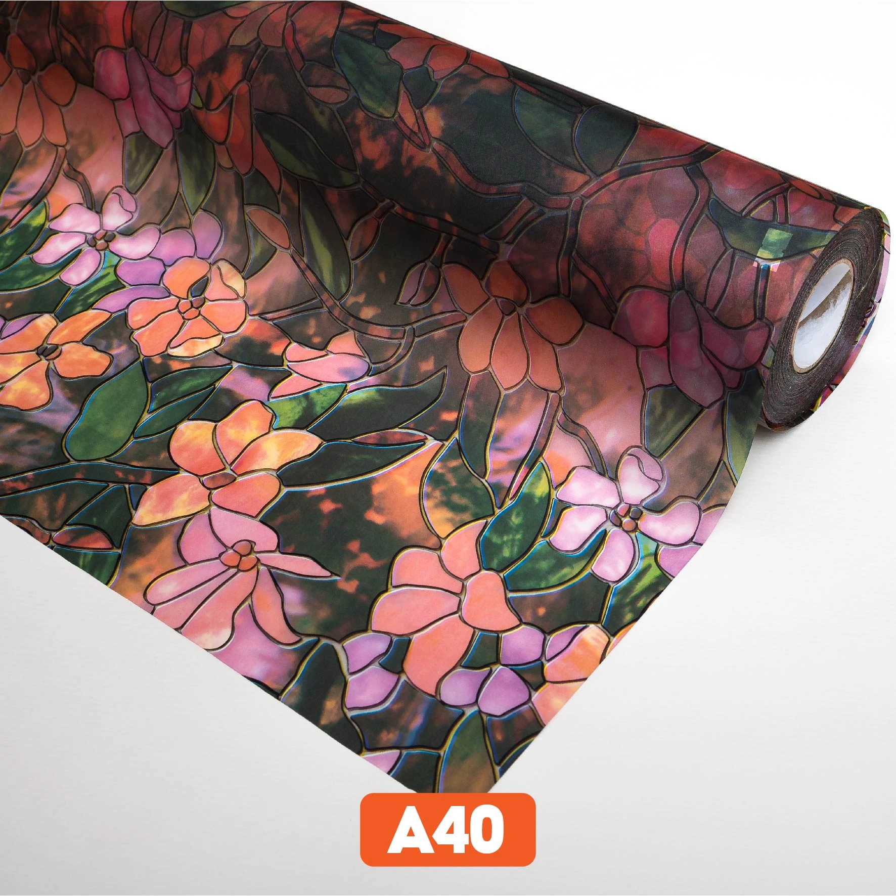 Giấy dán kính trang trí hoa mai đào 3D mã A40-1