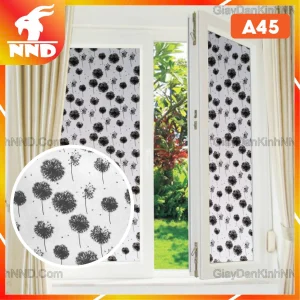 Giấy dán kính trang trí mã A45 là mẫu giấy dán kính hình bông bồ công anh màu đen vô cùng tinh tế và sang trọng