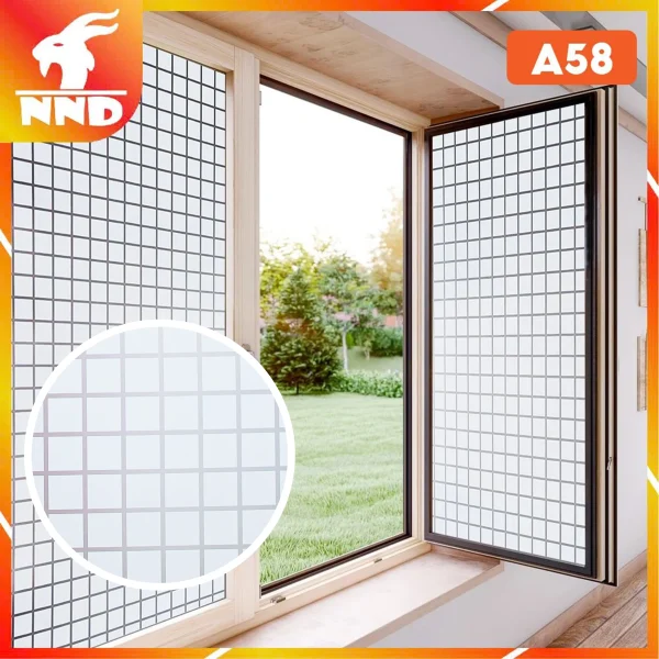 A58 là mã giấy dán kính kẻ ô vuông to màu trắng với họa tiết là các đường kẻ rảnh rất bắt mắt
