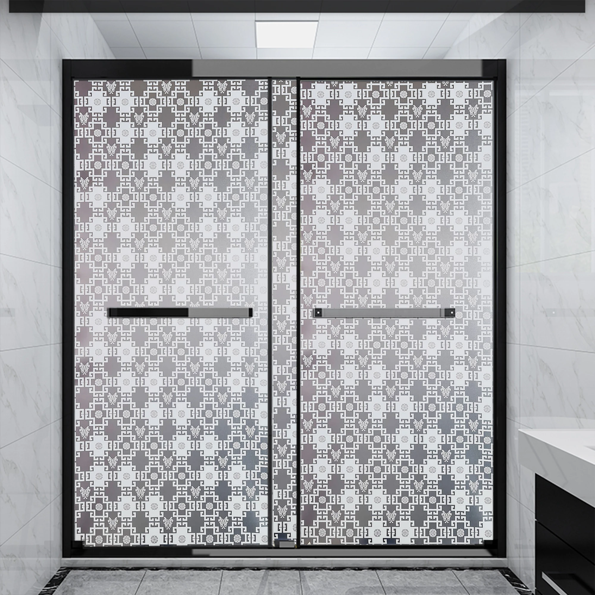 Giấy dán kính hoa văn cổ điển Á Đông mã A06