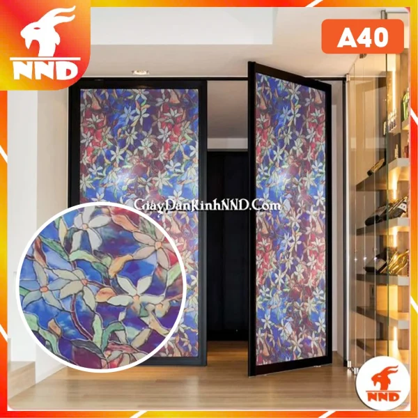 Trang trí các bức vách tường kính bằng giấy dán kính đẹp