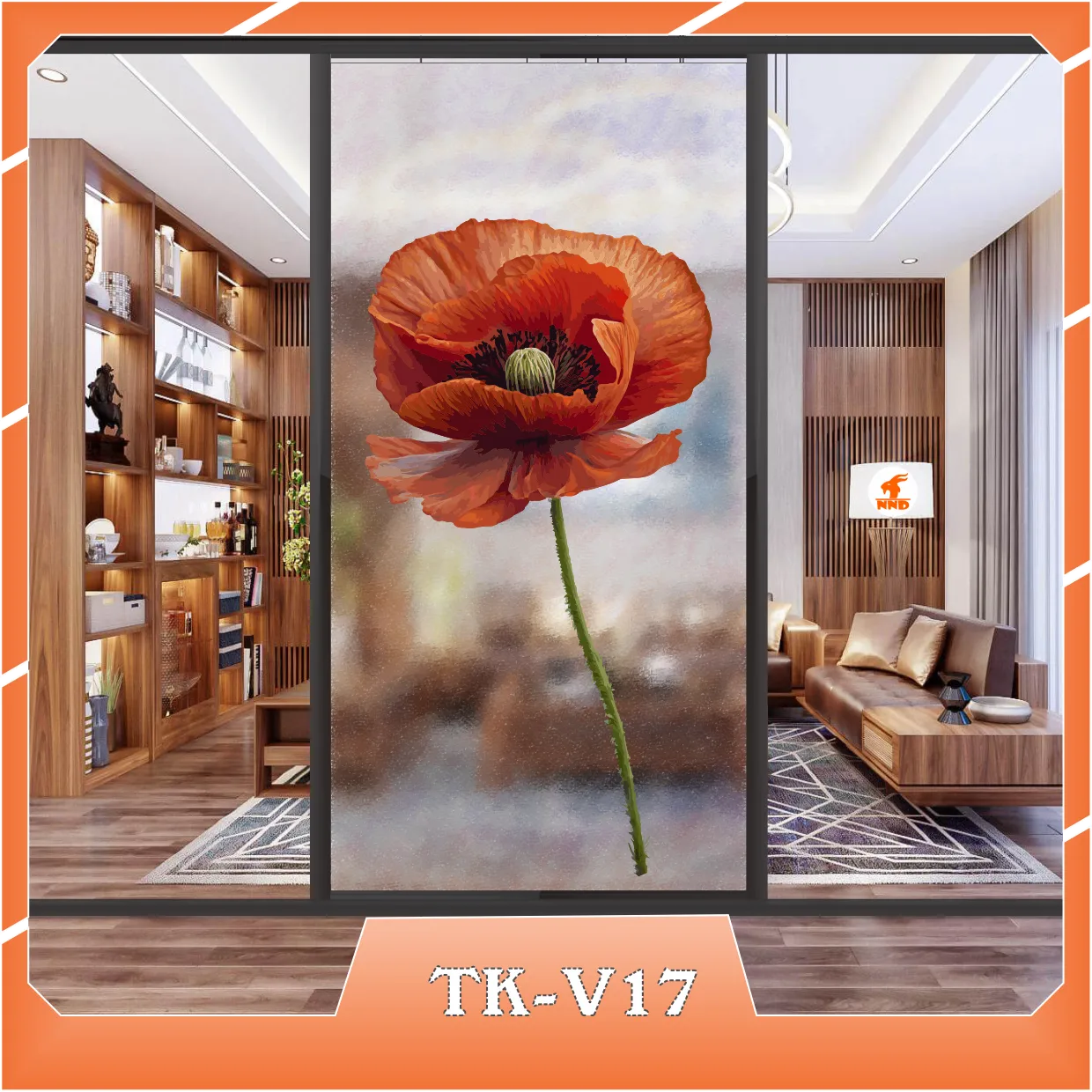 Ảnh demo 3D của mã tranh dán kính TK-V17