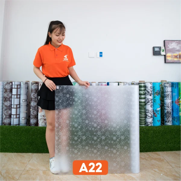 Decal hoa văn dán kính hình bông tuyết trắng mã A22