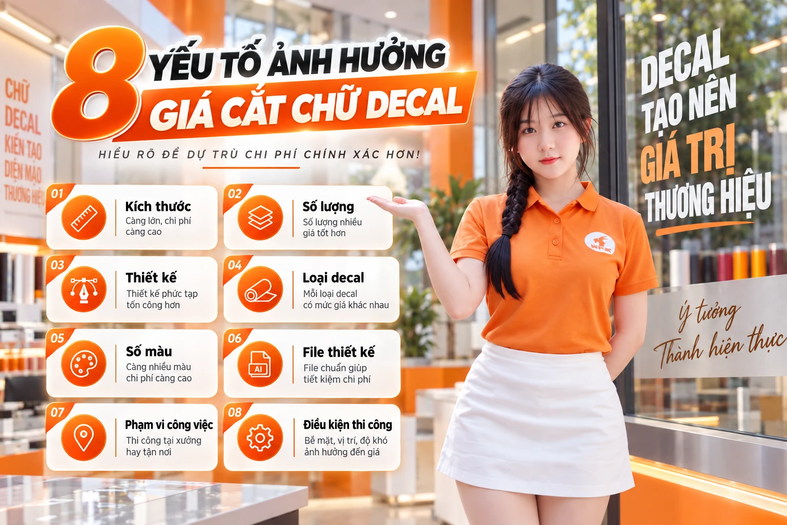 Các yếu tố ảnh hưởng đến báo giá cắt chữ decal