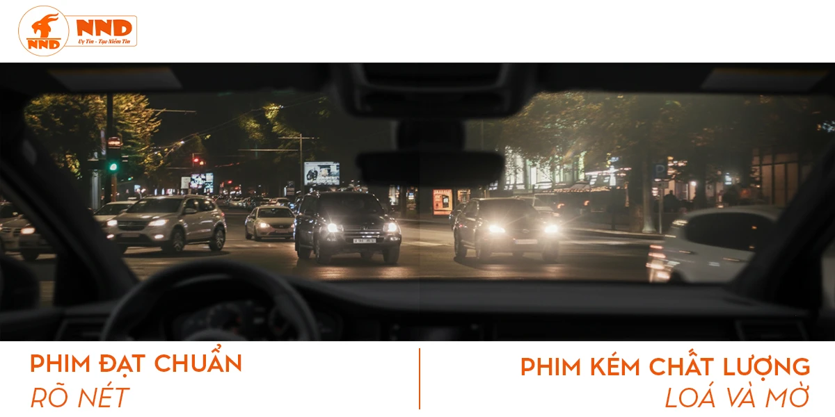 Sự khác biệt nằm ở tầm nhìn: phim tốt giảm chói, phim kém làm mọi thứ trở nên mờ và khó quan sát.