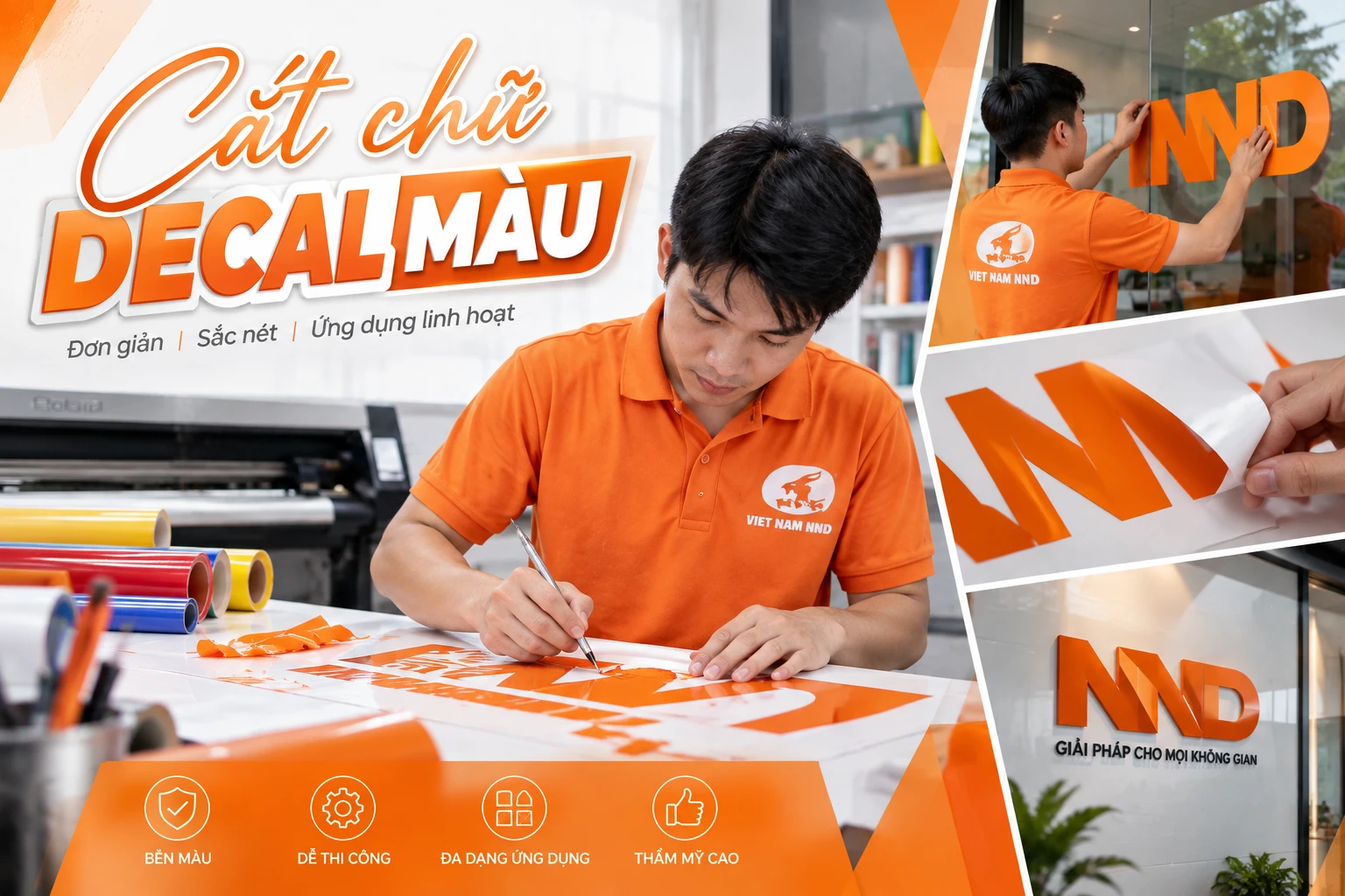 Cắt chữ decal màu theo nội dung và kích thước yêu cầu