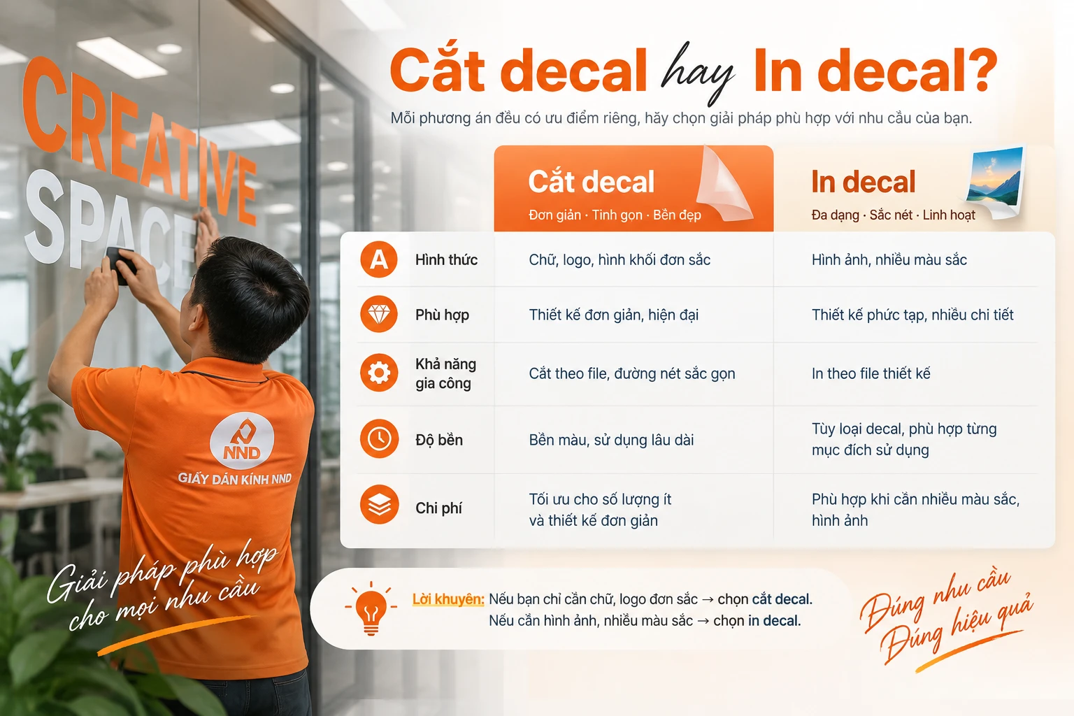 So sánh khi nào nên cắt decal và khi nào nên in decal