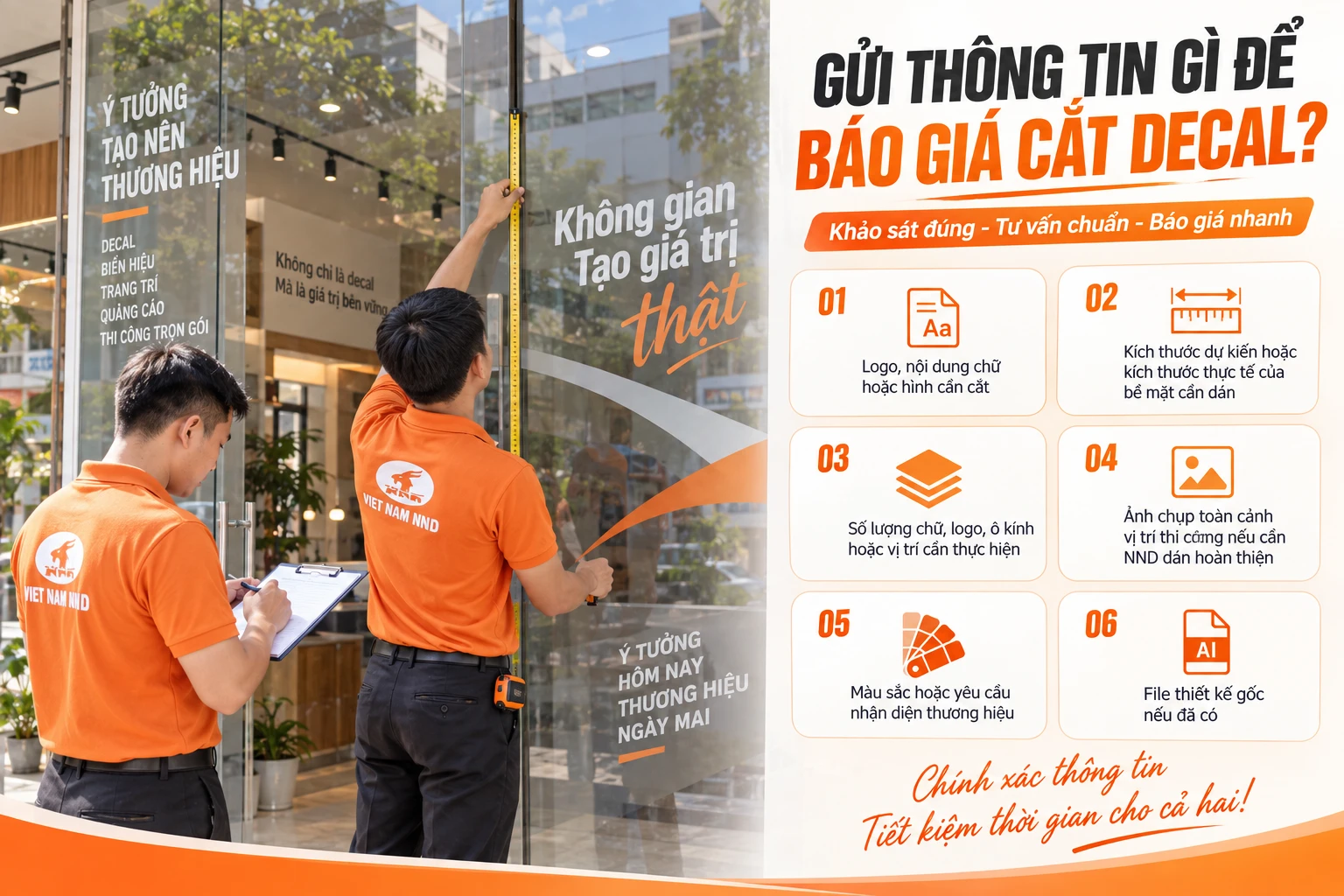 Thông tin cần gửi để NND tư vấn báo giá cắt chữ decal