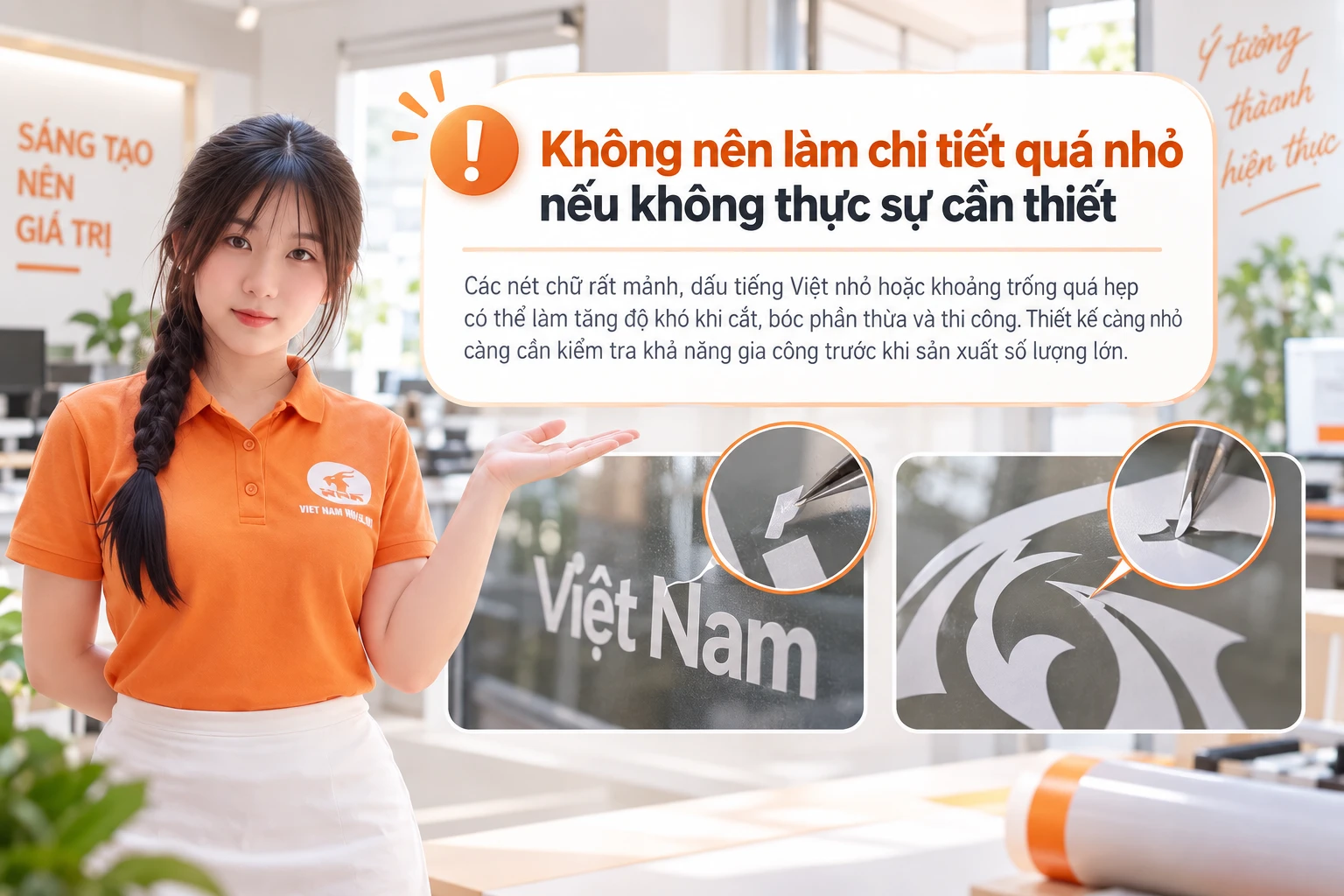 Chi tiết quá nhỏ có thể khó cắt và bóc decal thừa