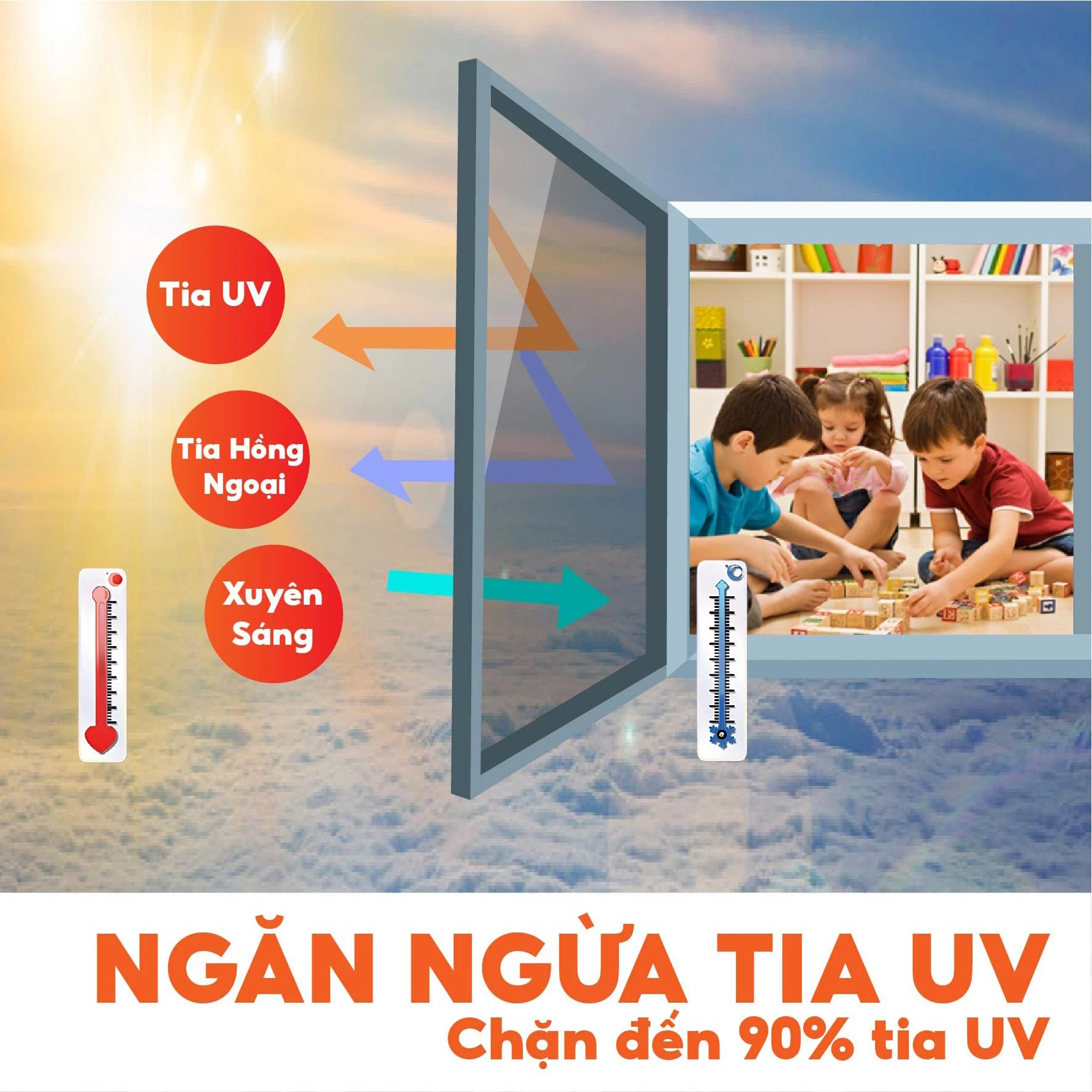 Phim dán kính Black Out siêu chắn sáng cắt UV và IRR 100%