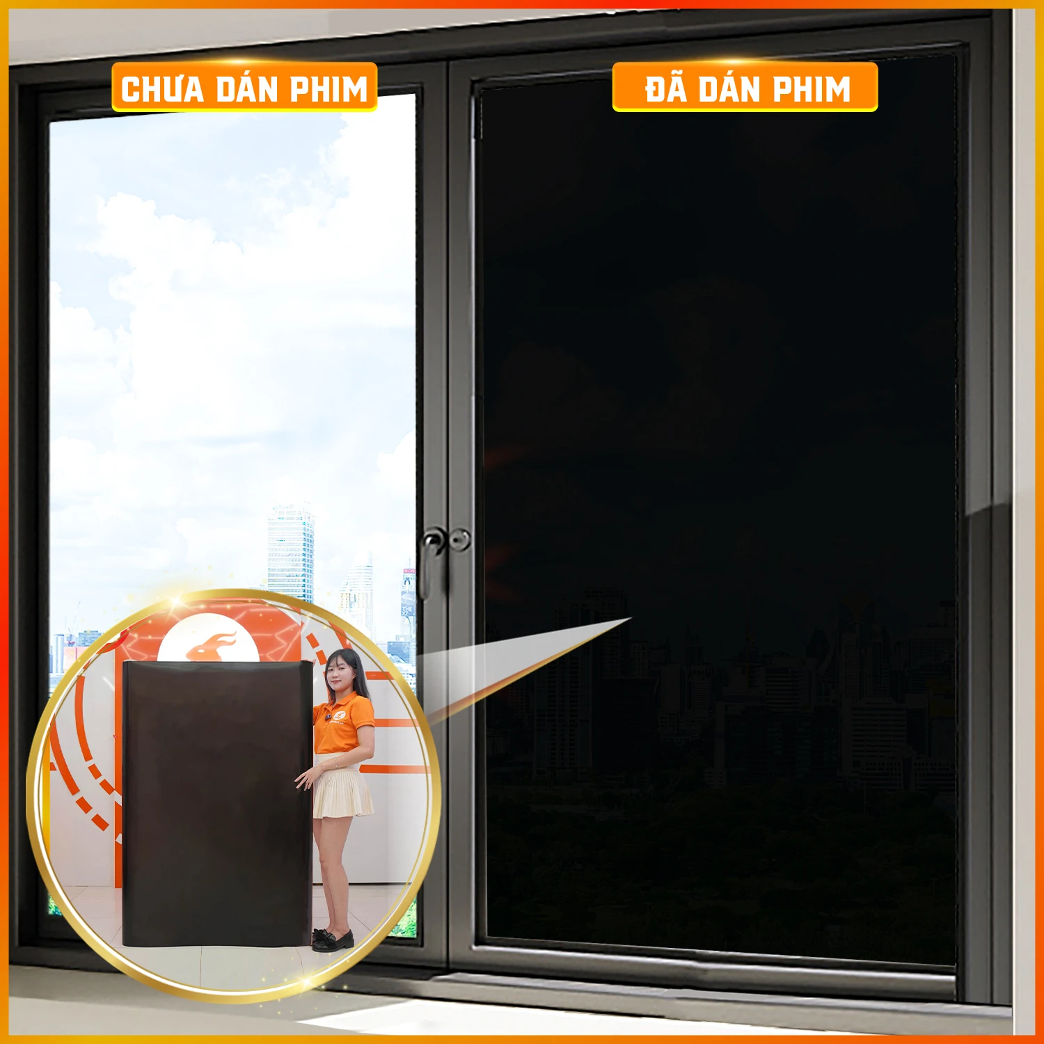 Phim dán kính Black Out siêu chắn sáng cắt UV và IRR 100%