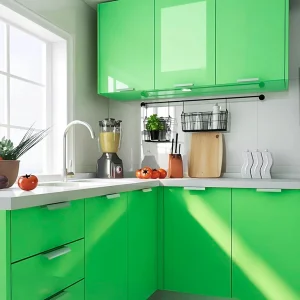 Sự kết hợp hoàn hảo giữa ánh sáng tự nhiên và bề mặt decal bóng gương tạo nên vẻ đẹp tinh tế, sạch sẽ.