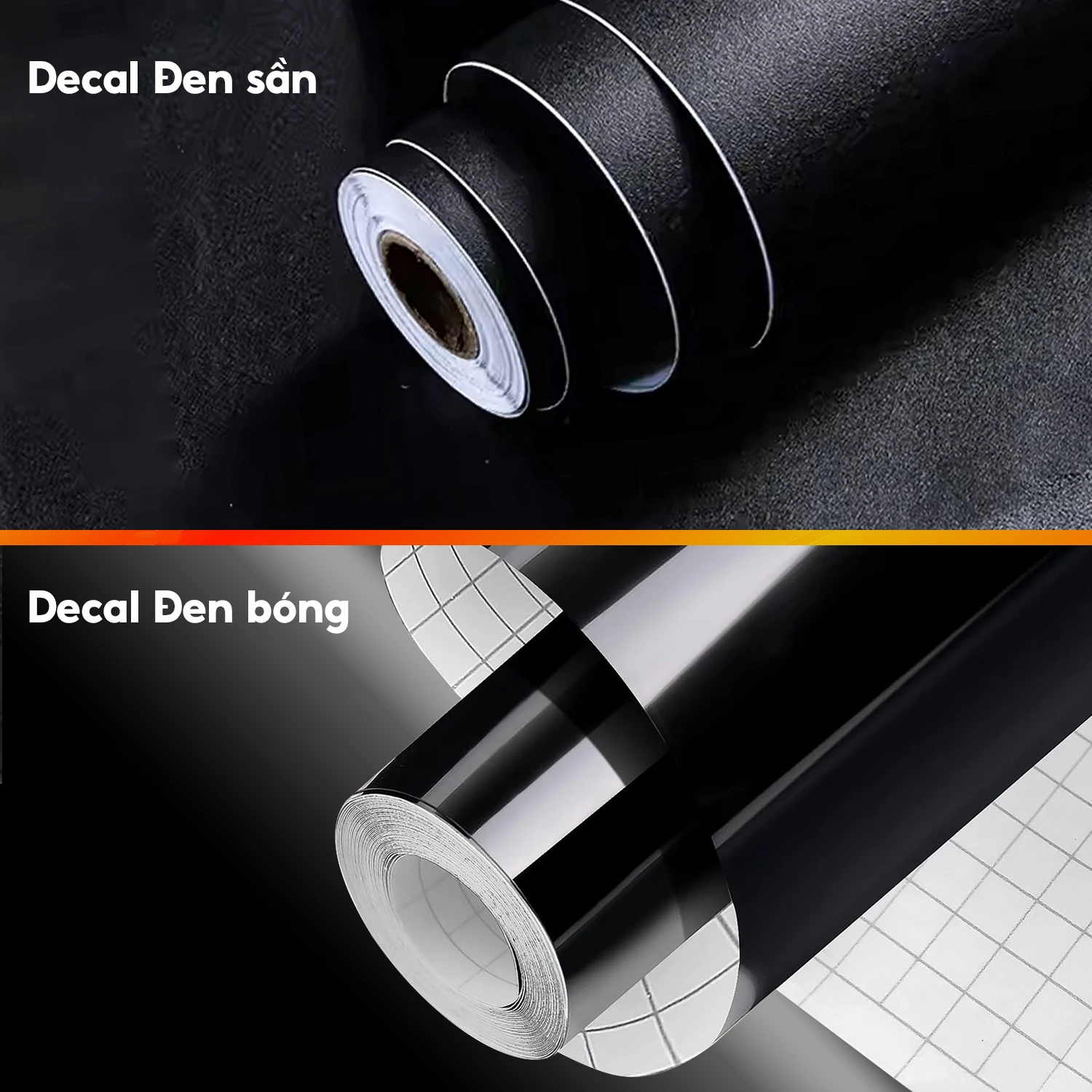 2 Loại decal đen bóng và decal đen sần
