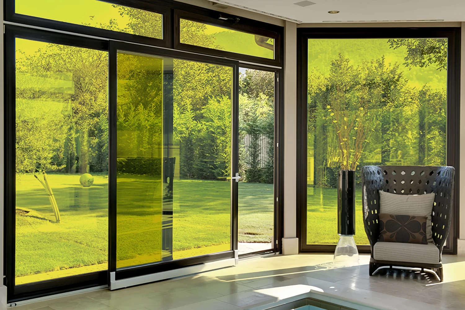 Vách kính Villa nghỉ dưỡng với cảnh quan thiên nhiên dán mẫu phim BC-65YC