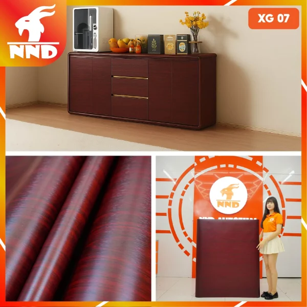 Decal vân gỗ màu đỏ đô mã XG-07