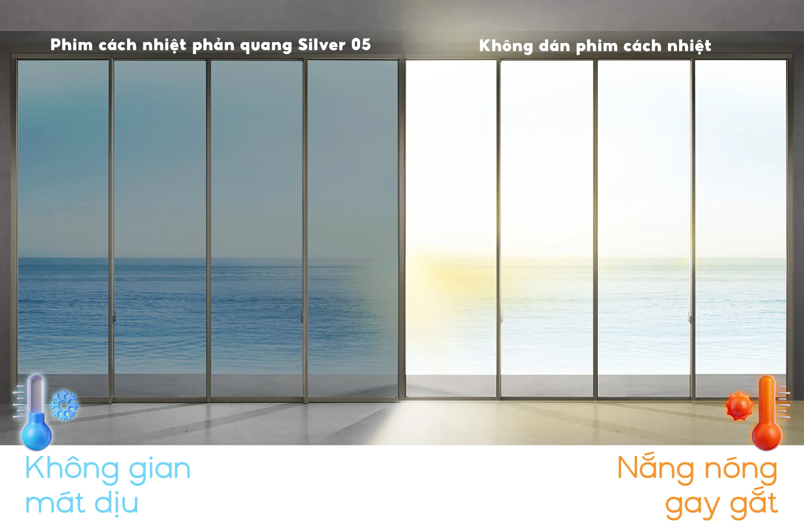 Phim Cách Nhiệt Silver05 - Phản quang màu bạc siêu chống nắng