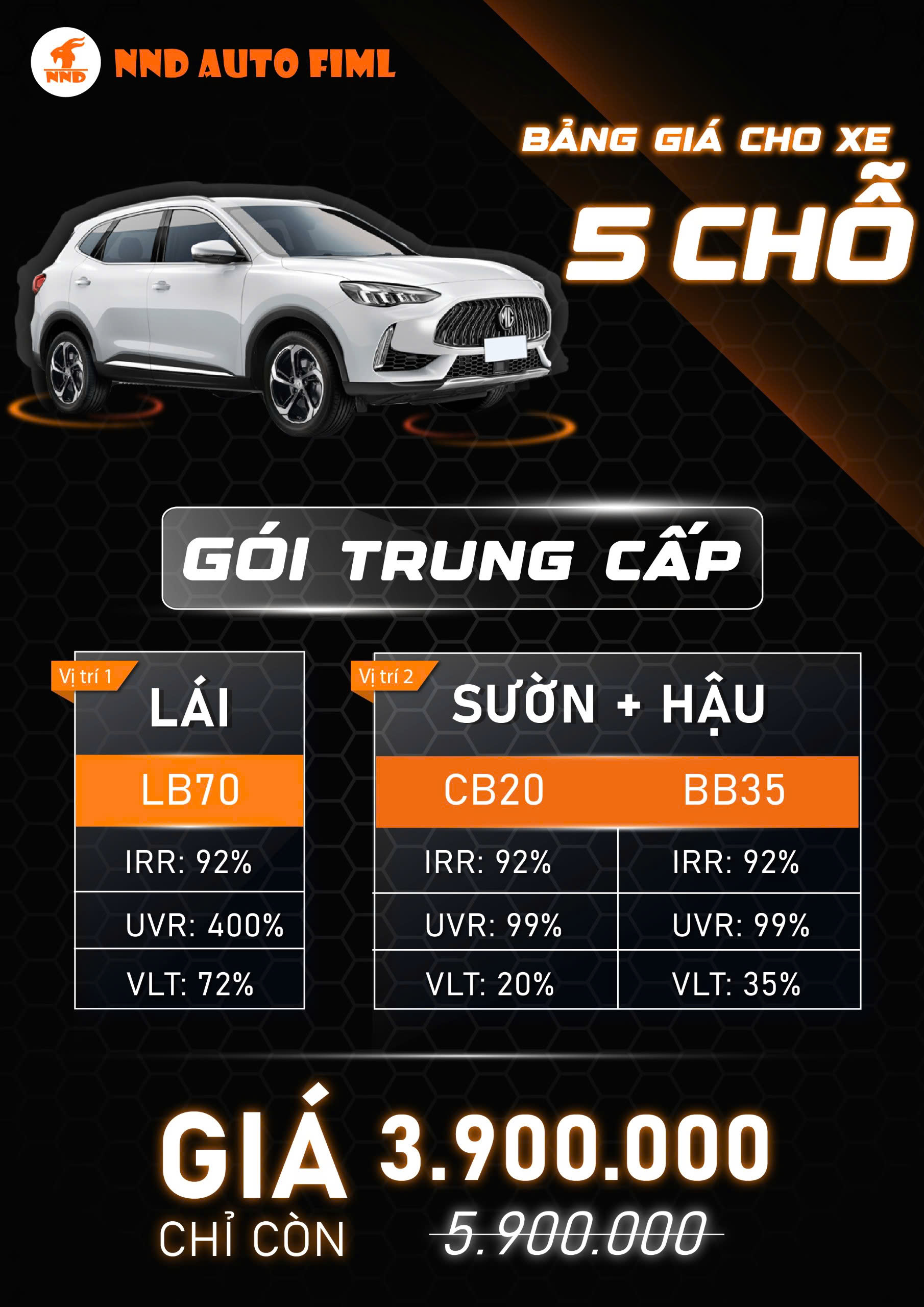 Gói Trung Cấp xe 5 chỗ