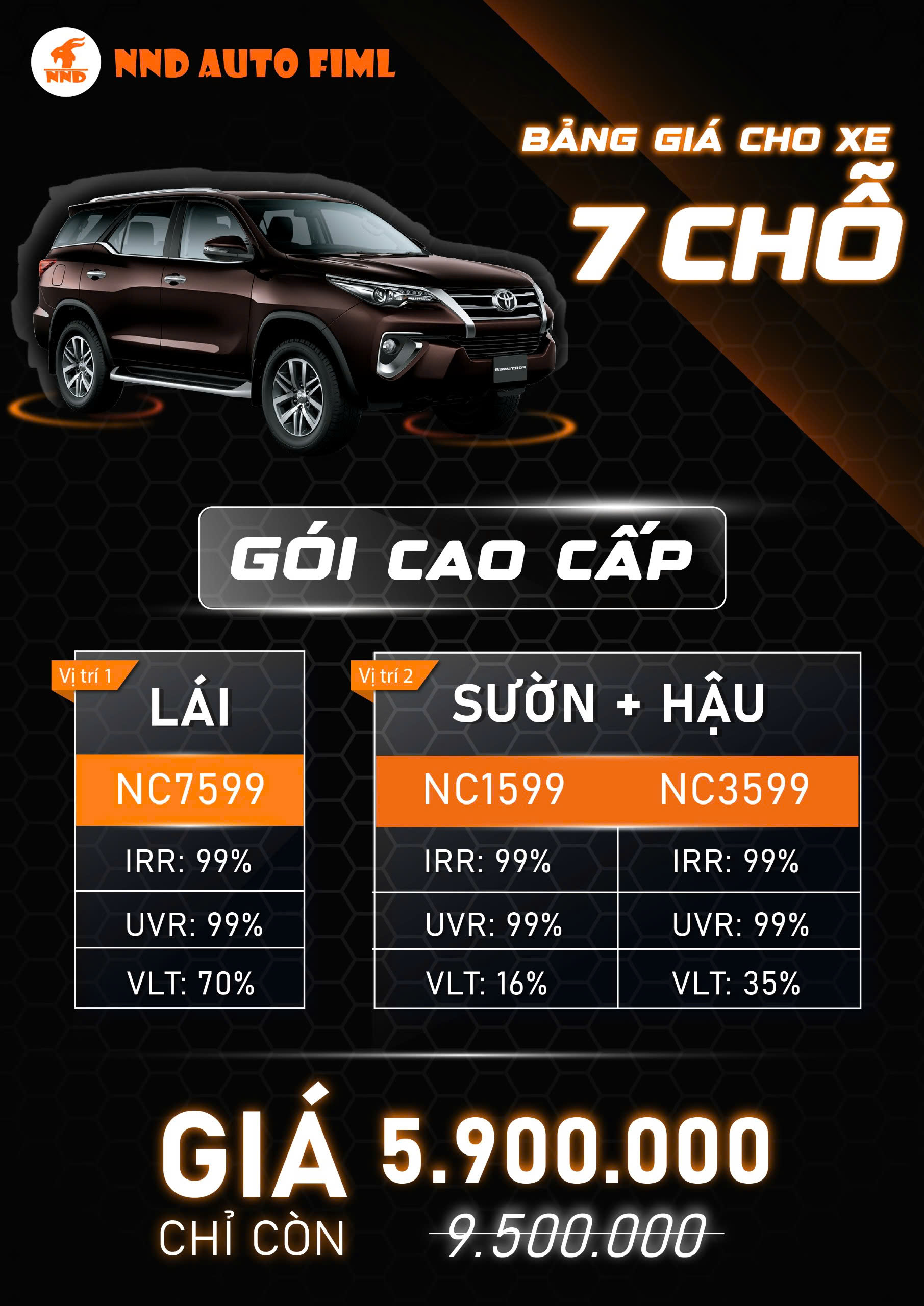 Gói phim cao cấp cho xe 7 chỗ