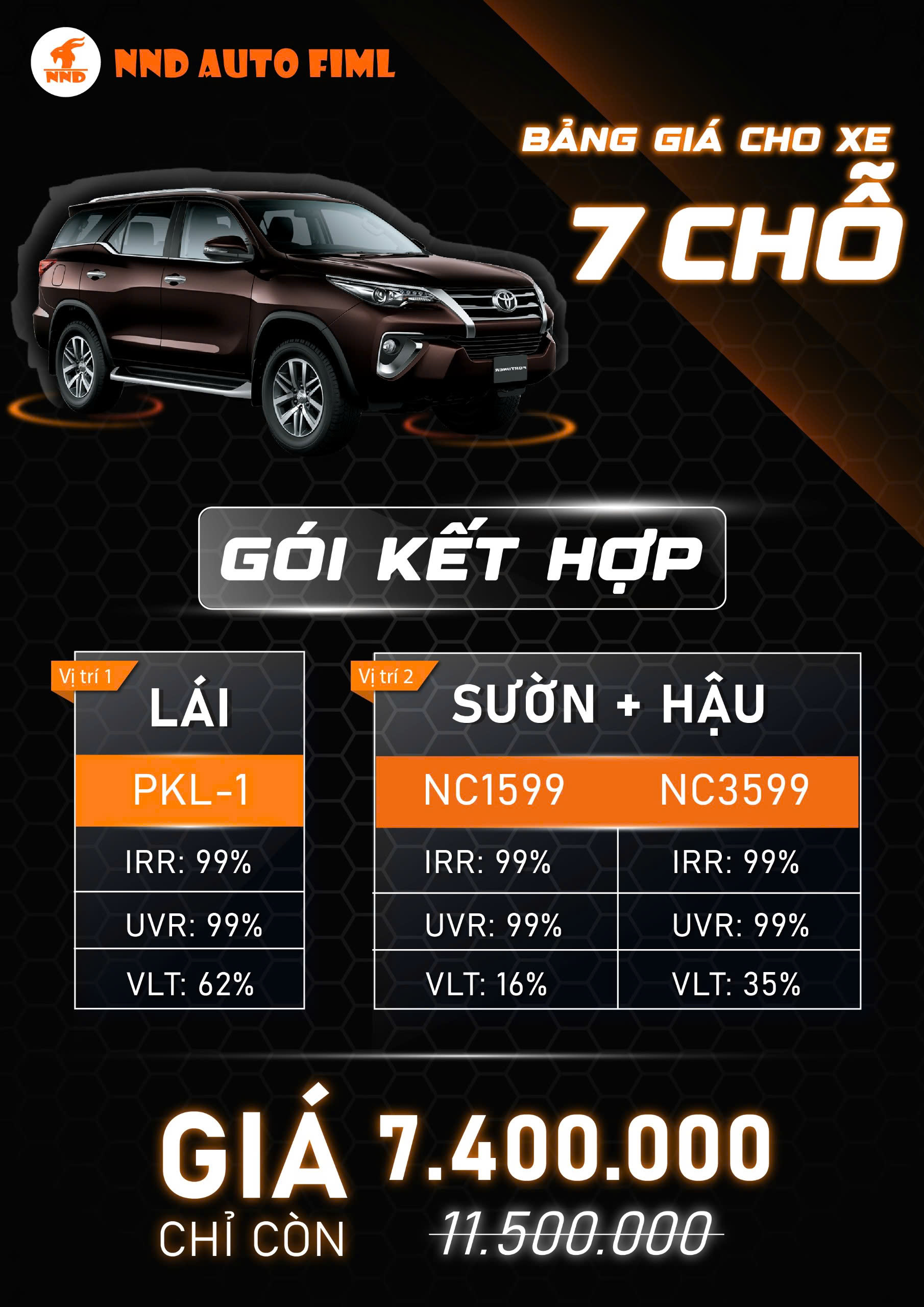 phim cách nhiệt bảo vệ xe 7 chỗ 
