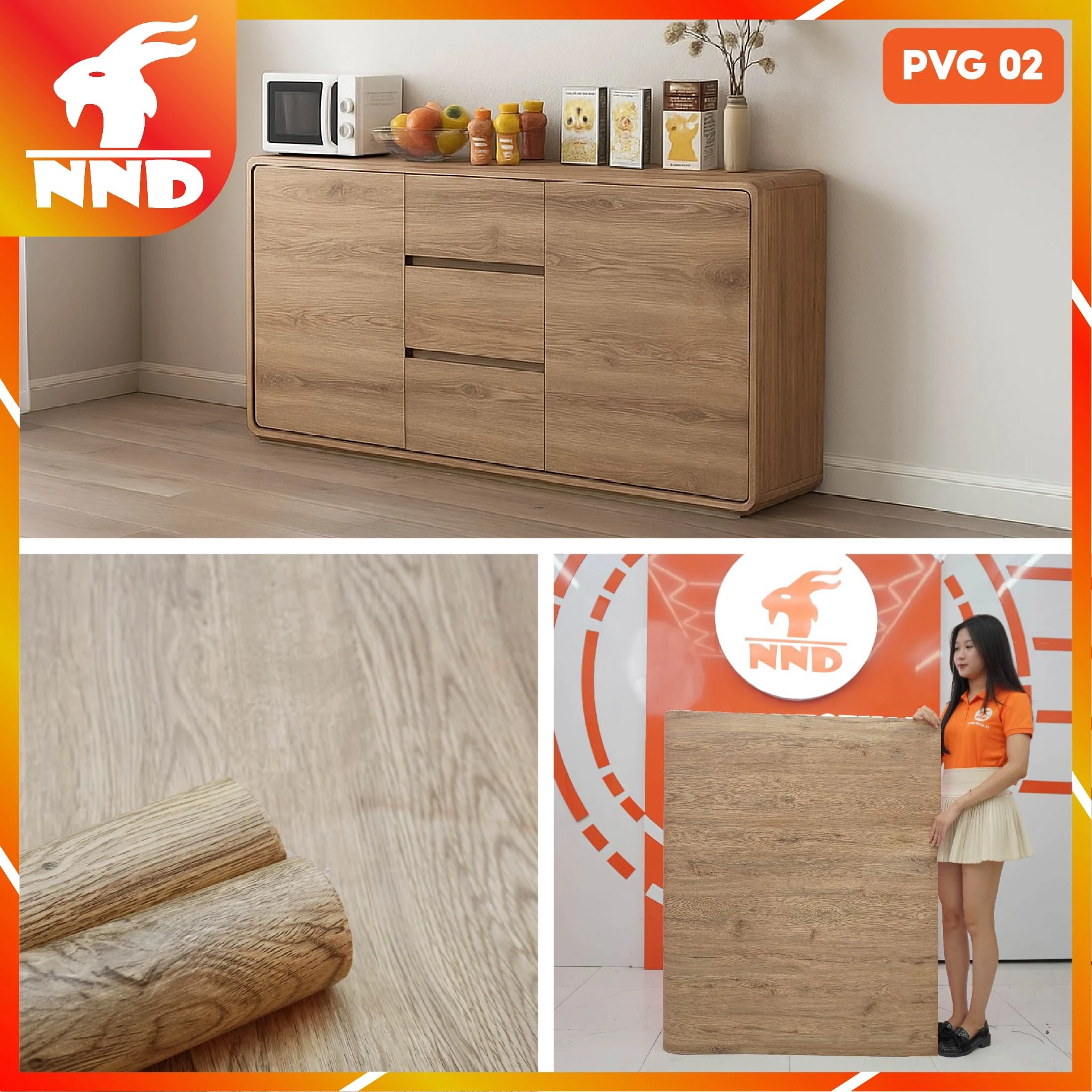 Decal vân gỗ cao cấp màu gỗ sồi sáng mã PVG-02