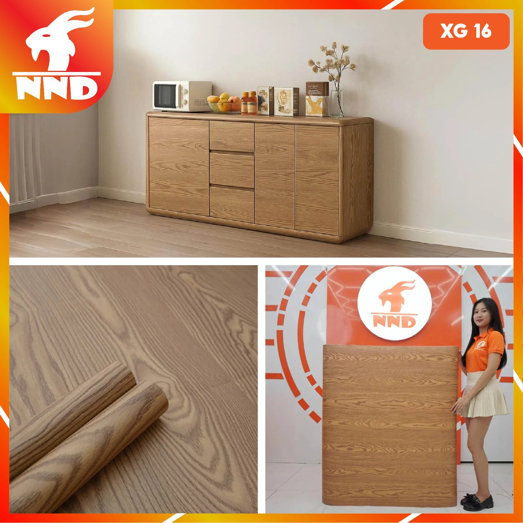 Decal vân gỗ màu Nâu Vàng Tự Nhiên mã XG-16