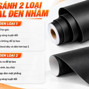So sánh decal đen nhám loại 1 và loại 2 tại NND