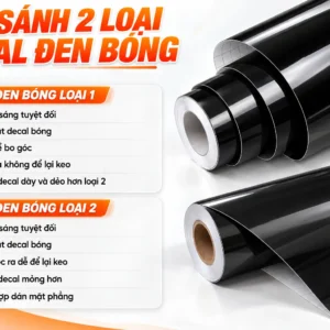 So sánh decal đen bóng loại 1 và loại 2 tại NND