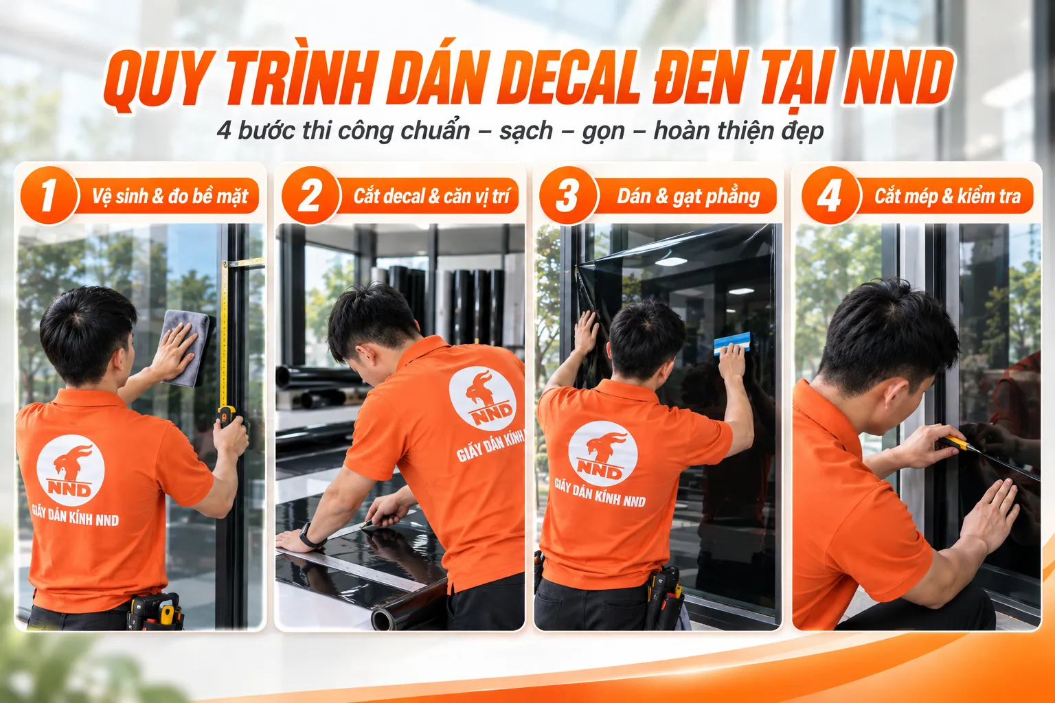 Quy trình dán decal đen 4 bước tại NND