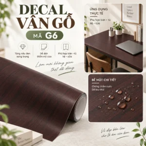 Decal vân gỗ G6 màu nâu đỏ