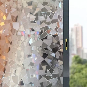 Hình ảnh thực tế khi dán lên kính có hiệu ứng lấp lánh.