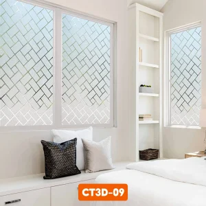 Cấu trúc đan chéo của mẫu CT3D-09 giúp tạo cảm giác không gian cửa kính rộng hơn và có chiều sâu hơn.