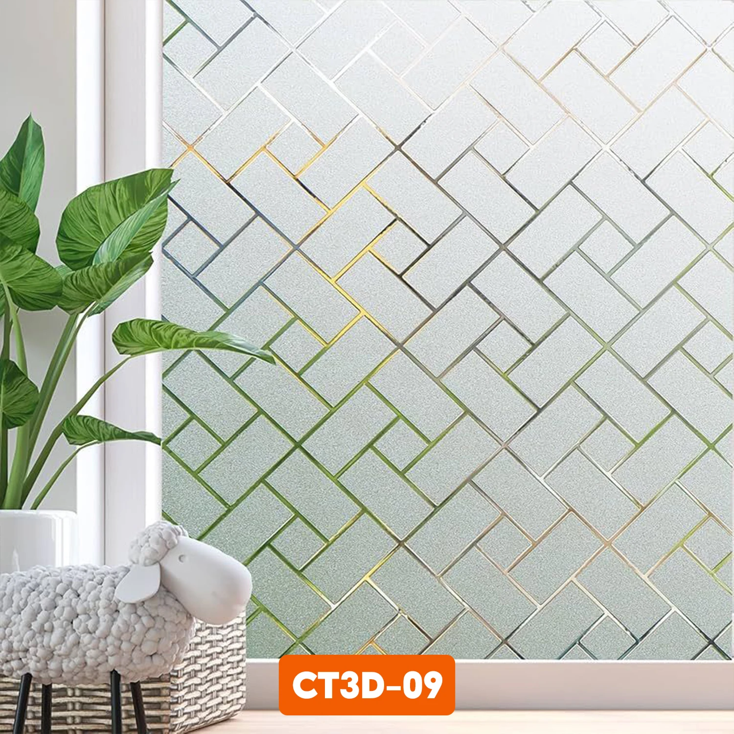 Mẫu CT3D-09 mang đến cái nhìn mới mẻ cho khung cửa với họa tiết hình học đối xứng đầy cá tính.