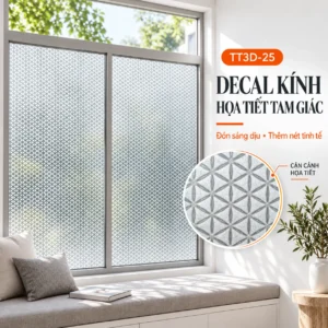 Cửa kính phòng ăn dán decal TT3D-25 hoa văn hình học nhỏ sáng màu